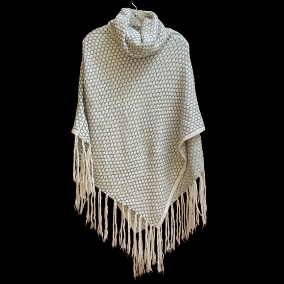Figwood Anthropologie O/S Mohair Fringed Cowl Neck Poncho Sweater - Picture 2 of 4